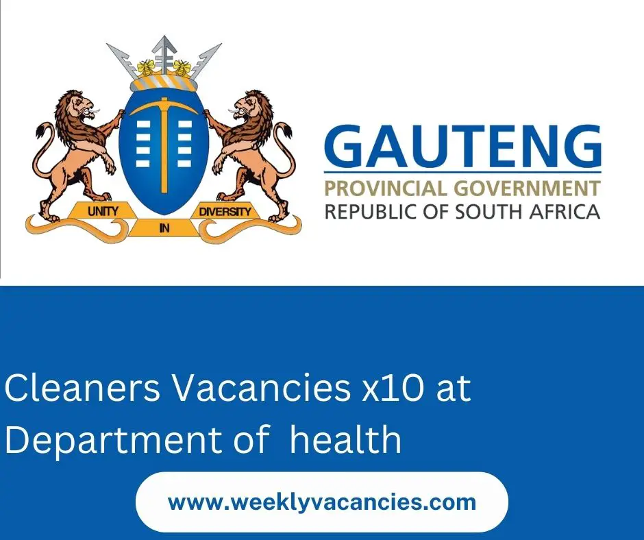 Cleaners Vacancies x10 at Department of health